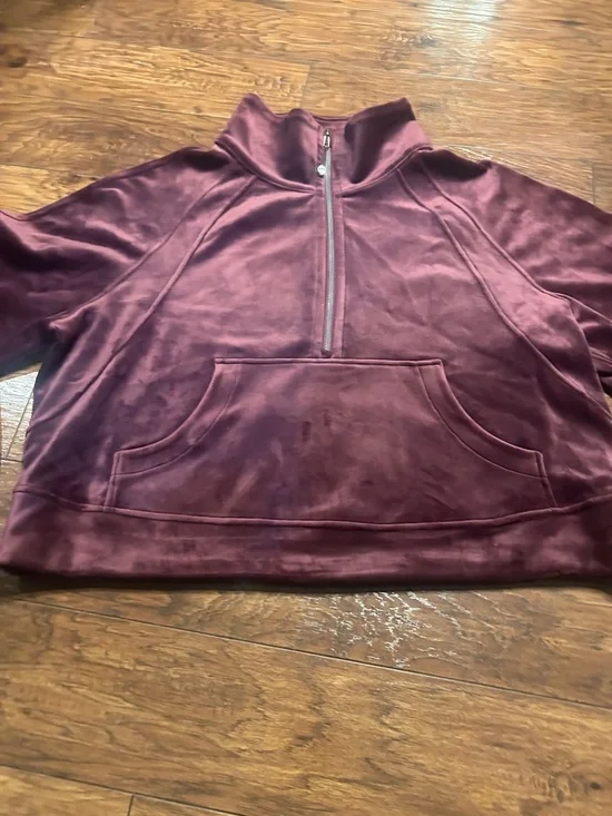 Lululemon Oversized Funnel-neck Half zip scuba velvet garnet red -XL/XXL NWOT - Picture 10 of 14
